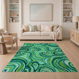Lush Green Swirl Abstract Area Rug