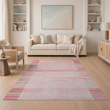 Pink Blush Pink Geometric Stripe Area Rug