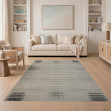 Beige Black Geometric Modern Area Rug