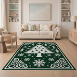 Yoga Christmas Tree Silhouette Green Area Rug