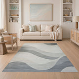 Wavy Abstract Neutral Area Rug in Beige Grey