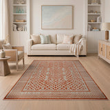 Orange Terracotta Lattice Geometric Area Rug