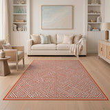 Red Geometric Labyrinth Area Rug