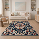 Multi-color and Patterns Navy Persian Medallion Area Rug