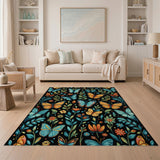 Vibrant Butterfly Floral Multi-Color Area Rug