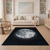 Spooky Full Moon Bats Area Rug