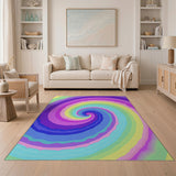 Rainbow Vortex Multi-Color Spiral Area Rug