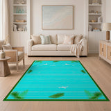 Coastal Beach Ocean Sailboat Rug