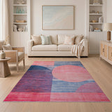 Vibrant Pink and Indigo Geometric Modern Rug