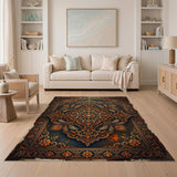 Vintage Teal Persian Medallion Area Rug