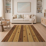 ODIKA Washable Rustic Wood Plank Print Rug - Non-Slip Low Pile Area Rug, Pet & Kid Friendly