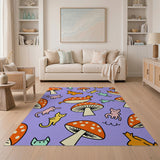 Whimsical Cartoon Cats and Mushrooms Rug