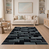 3D Grey Block Geometric Modern Area Rug