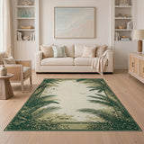 Coastal Palm Silhouette Border Area Rug