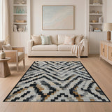 Zigzag Geometric Grey Area Rug