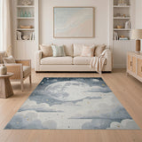 Dreamy Navy Moon Stars Night Sky Area Rug