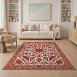 Ornate Red Floral Persian Rug