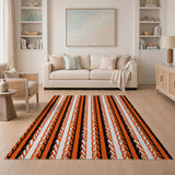 Bold Orange Black Zigzag Stripe Area Rug