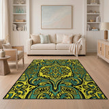 Vibrant Yellow Teal Persian Area Rug