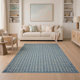 Blue White Diamond Geometric Woven Area Rug