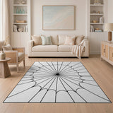 Spider Web Geometric Area Rug - Black White