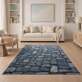 Grey Slate Cobblestone Area Rug