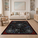 Eerie Spider Web Halloween Area Rug with Jack-O-Lantern