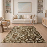 Opulent Gold Damask Baroque Area Rug