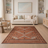 Southwestern Orange Terracotta Geometric Southwestern Area Rug