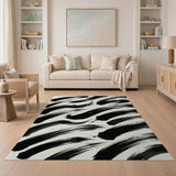 Dynamic Black Brush Stroke Area Rug