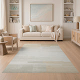 Beige Neutral Layered Geometric Area Rug