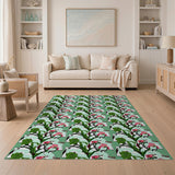 Whimsical Pink Rose Bunny Floral Area Rug