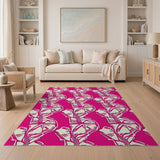 Vibrant Pink Citrus Fruit Pattern Area Rug