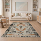 Southwestern Geometric Area Rug in Rust Black Beige
