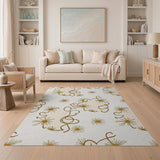Golden Swirl Burst Abstract Area Rug