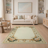 Ornate Peony Floral Border Area Rug