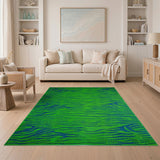 Vibrant Green Teal Zebra Stripe Area Rug