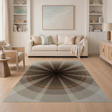 Beige Radial Burst Geometric Area Rug