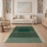 Emerald Green Geometric Stripe Area Rug