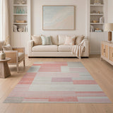 Geometric Multi-Color Block Area Rug