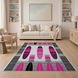 Bold Pink Surfboard Geometric Area Rug