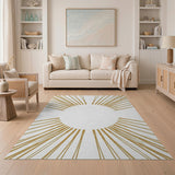 Radiant Gold Sunburst Geometric Rug