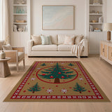 Christmas Tree Tribal Border Area Rug
