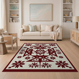 Red Snowflake Starburst Geometric Rug