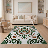 Green Sunburst Floral Medallion Rug