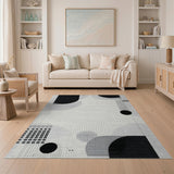 Black White Geometric Abstract Black and White Area Rug