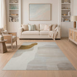 Beige and Neutral Organic Abstract Beige Area Rug