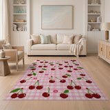 Cherry Gingham Pink Area Rug