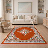Ornate Orange Persian Medallion Area Rug