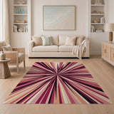 Geometric Modern Pink Radiant Pink Sunburst Geometric Area Rug
